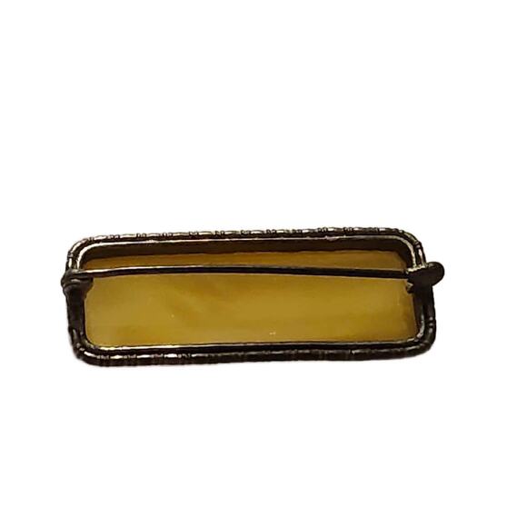 Art Deco Yellow Slag Glass Brooch 1920s - Picture 3 of 11